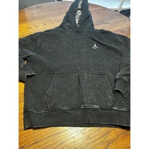 Jordan Flight Essentials Hoodie Mens Large Black Acid Wash Distressed CV2244-010